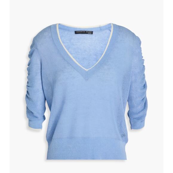 Veronica Beard Light Blue V-Neck Sweater - Picture 2 of 5